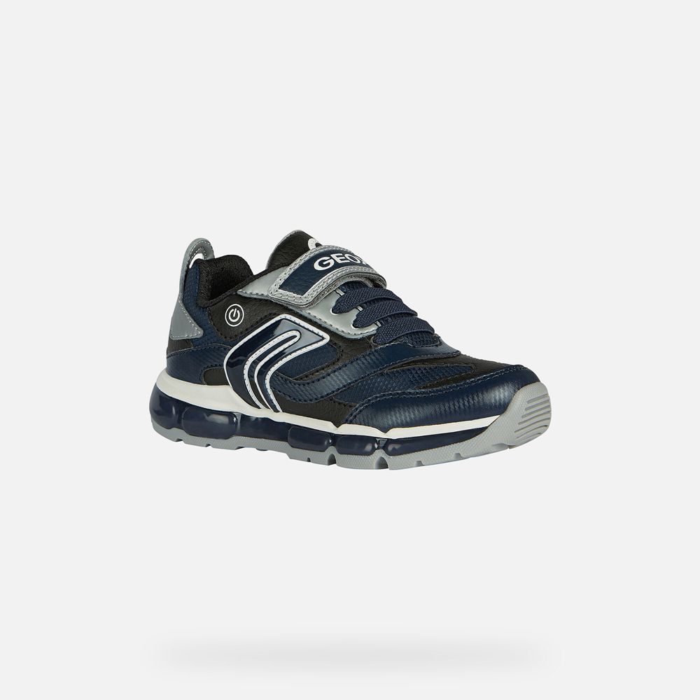 Tenis Geox Menino Azul Marinho/Prateadas - Android - WYXPB7680